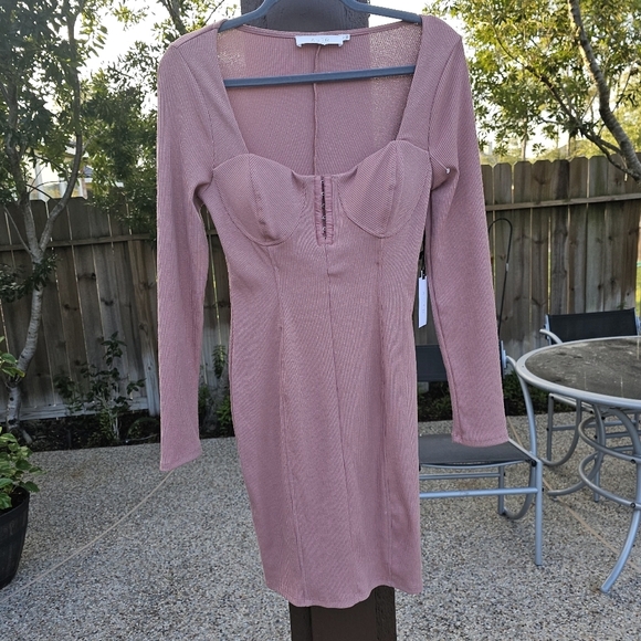 Nwt ASTR the label nude blush  Ribbed bra corset dress L - Picture 4 of 14